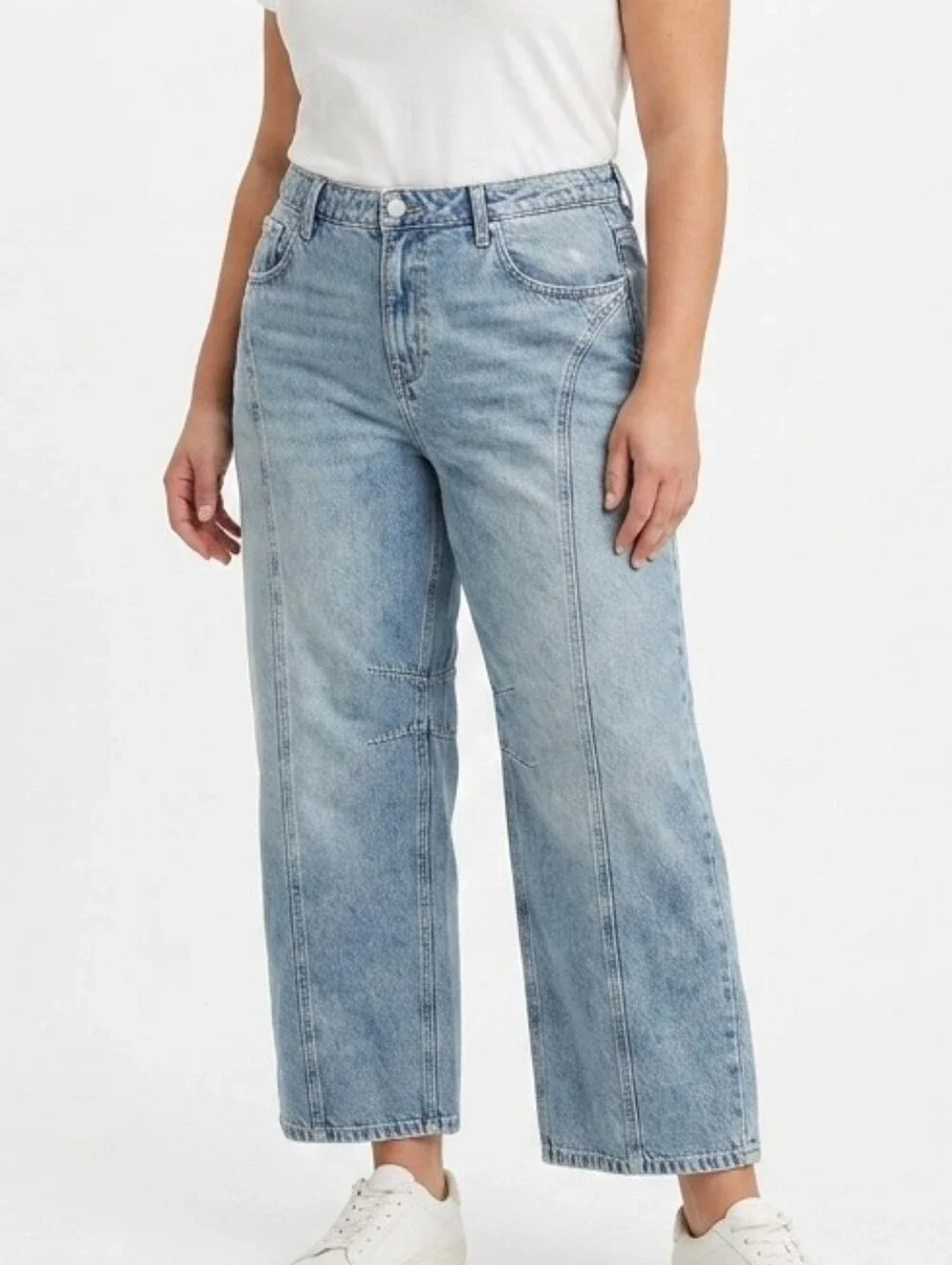 Wild Fable Mid-Rise Barrel Jean Light Wash Size 14 NWT Rigid Denim 32" Inseam - Picture 1 of 14